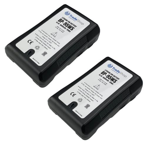 2x Trade-Shop Li-Ion Akku V-Mount 14,4V 6600mAh 95Wh mit D-Tap USB Ausgang für Sony HDW-S280 SRPC-1 SRW-1 ersetzt Sony BL-BP150 BP-150 BP-150W