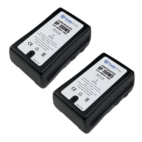 2x Trade-Shop Li-Ion Akku V-Mount 14,4V 10400mAh 150Wh D-Tap USB Ausgang für Sony Camcorder ersetzt BP-190WS BP-C190S BP-230W BP-285W BP-300W
