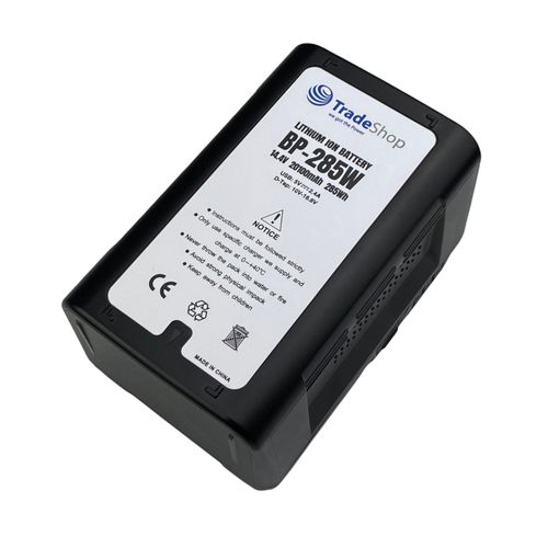 Trade-Shop Li-Ion Akku V-Mount 14,4V 20100mAh 285Wh Twist D-Tap USB Ausgang für Sony Camcorder ersetzt BP-190WS BP-C190S BP-230W BP-285W BP-300W