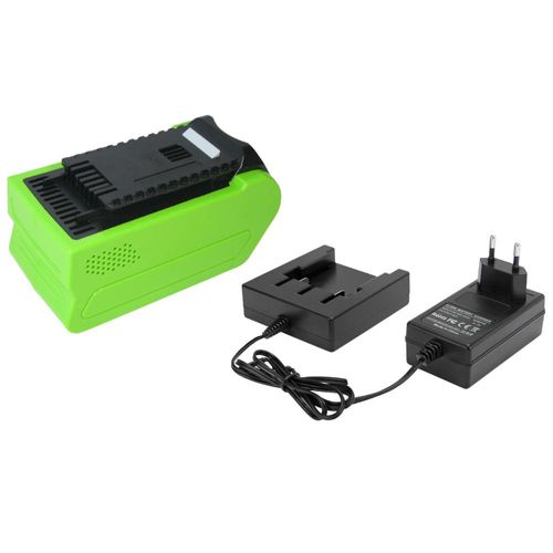 Trade-Shop Set: Li-Ion Akku 40V 5000mAh + Ladegerät für Cramer Heckenschere 40HD61, Teleskop-Heckenschere 40PHA, Allett Liberty 35 43 Spindelmäher