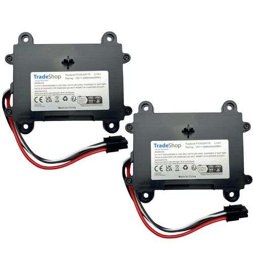 2x Trade-Shop Li-Ion Akku 18V / 2500mAh / 45Wh für viele Bosch Indego Rasenmäher Mähroboter ersetzt F 016 104 898, F016104898, F016L69176