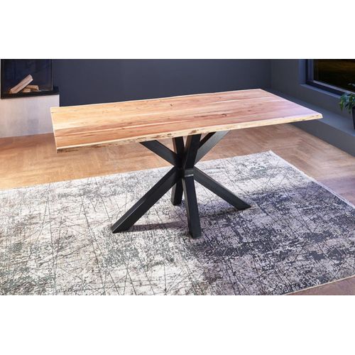 Esstisch Baumkante massiv Akazie natur 200 x 100 schwarz FELINA