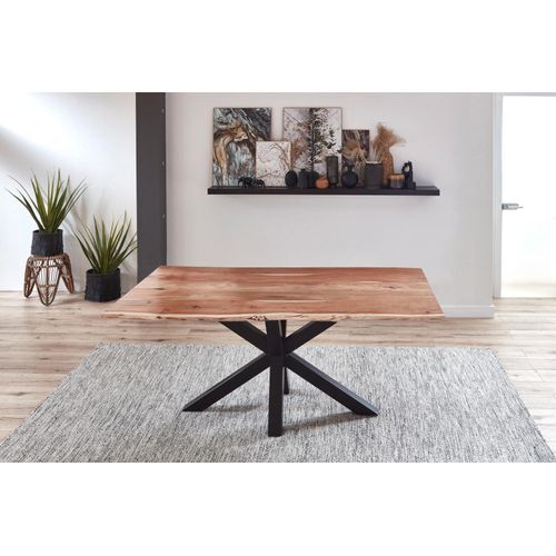 Esstisch Baumkante Akazie Natur 160 x 85 cm schwarz QUINCY