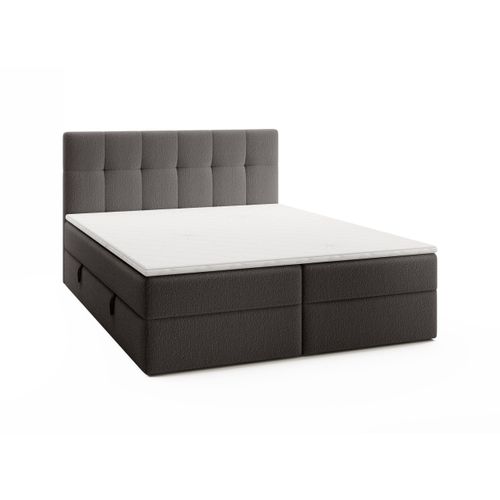 FEDVE Boxspringbett Oreno Royal Doppelbett Bettkästen Topper Matratze 160x200 cm Grau (Anthology 18)