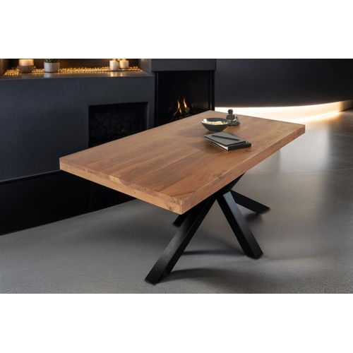 Esstisch 160x85cm Akazienholz nussbaumfarben gerade Kante Spider-Gestell schwarz RIO