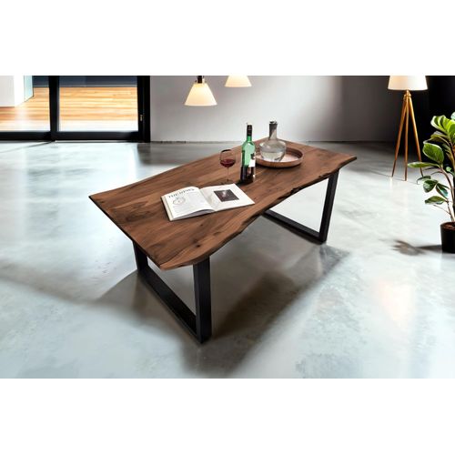 Esstisch Baumkante massiv Akazie nussbaum 180 x 90 schwarz MUNDRA