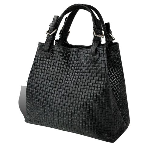 Handtasche schwarz Toscanto Tasche geprägtes Flechtmuster Leder D2OTT164HS
