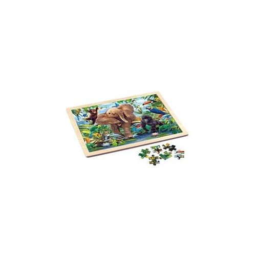 Philos 9002 - Rahmenpuzzle, Junior Jungle, Tierpuzzle, Holz, 48 Teile