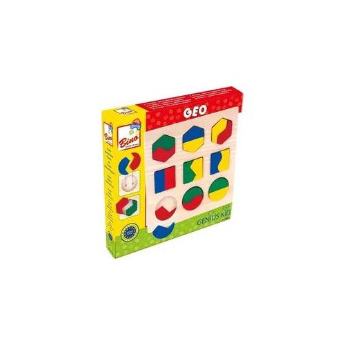 Bino 84029 - Genius Kid, Geo Puzzle, Geometrisches Formenspiel, Steckspiel, Holz, Lernspiel