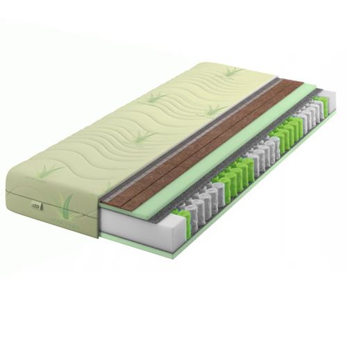 Matratze 120x190 Aloe Vera Taschenfederkernmatratze, mit 2x KOKOSMATTE , 7-Zonen Federkernmatratze, Härtegrad H3 H5, 22 cm