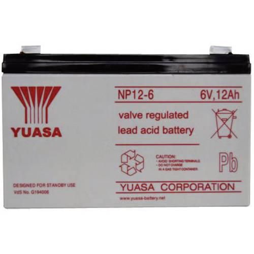 Yuasa NP12-6 NP12-6 Bleiakku 6 V 12 Ah Blei-Vlies (AGM) (B x H x T) 151 x 98 x 50 mm Flachstecker 6.35 mm Wartungsfrei, VDS-Zertifizierung