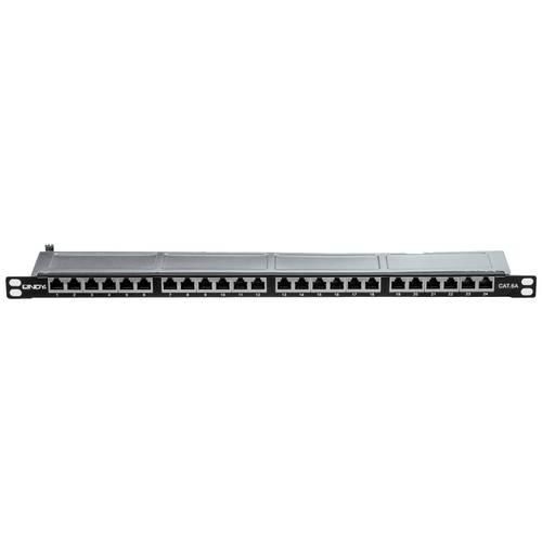 LINDY LINDY Cat6A Patchpanel 24p STP 10GE 1/2 HE Schwarz 24 Port Netzwerk-Patchpanel 483 mm (19) CAT 6a 0.5 HE Bestückt