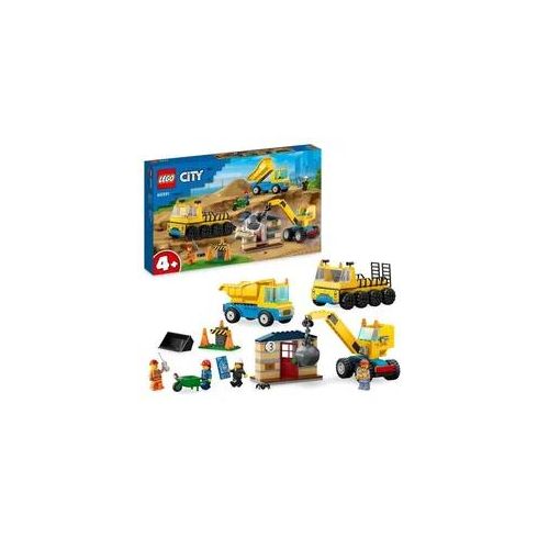 LEGO City 60391 Baufahrzeuge Set, Abriss-Spielzeug mit Bagger und Kipper