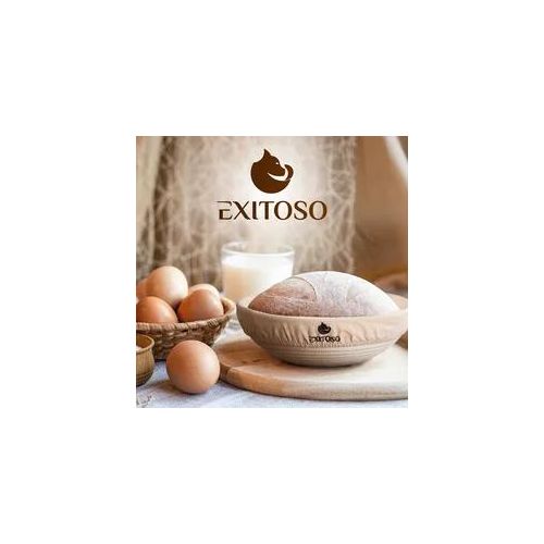 Exitoso Gärkörbchen rund 1kg aus Peddigrohr Ø25cm - Beige inkl. (E-Book Rezept, Leinentuch) - Brot backen mit Gärkörbchen Set - Gärkorb rund Banneton Brotbackzubehör Gärform - Garkörbe Brot