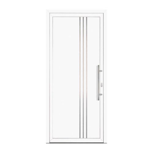 Haustür 86 cm breit, PVC, 68 x 188,5 cm, Weiß, DIN links nach innen öffnend, Modell Freiburg, individuell konfigurierbar