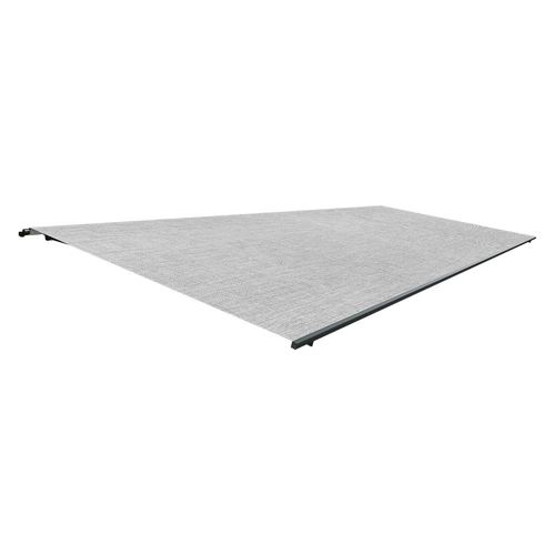 Markise 6x4 m, Halbkassettenmarkise Modell Premium, Stoff Hellgrau, ohne Volant, Kurbel-Antrieb, 4000 x 6000 mm, individuell konfigurieren