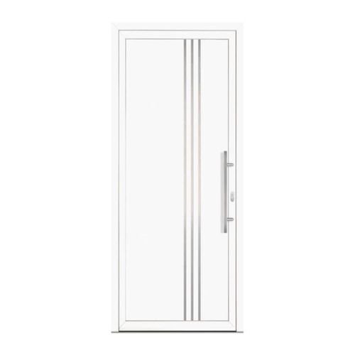 Haustür 190 cm hoch, PVC, 76 x 190 cm, Weiß, DIN links nach innen öffnend, Modell Freiburg, individuell konfigurierbar