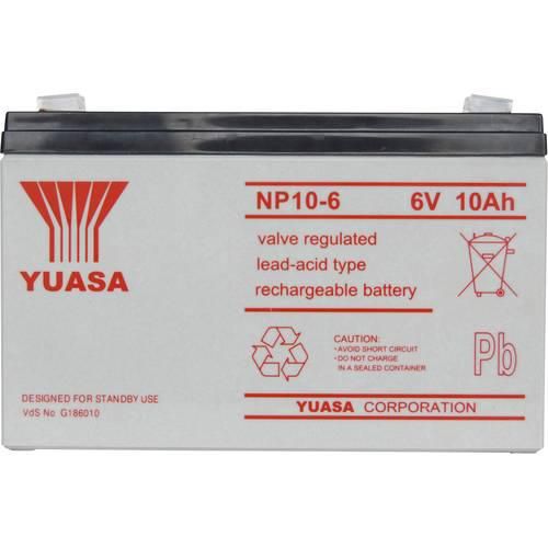 Yuasa NP10-6 NP10/6 Bleiakku 6 V 10 Ah Blei-Vlies (AGM) (B x H x T) 151 x 97.5 x 50 mm Flachstecker 4.8 mm Wartungsfrei, VDS-Zertifizierung