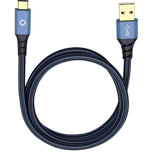 Oehlbach USB-Kabel USB 3.2 Gen1 (USB 3.0 / USB 3.1 Gen1) USB-A Stecker, USB-C® Stecker 3.00 m Blau vergoldete Steckkontakte 9328