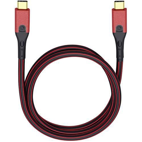 Oehlbach USB-Kabel USB 3.2 Gen1 (USB 3.0 / USB 3.1 Gen1) USB-C® Stecker, USB-C® Stecker 1.00 m Rot/Schwarz vergoldete Steckkontakte 9431