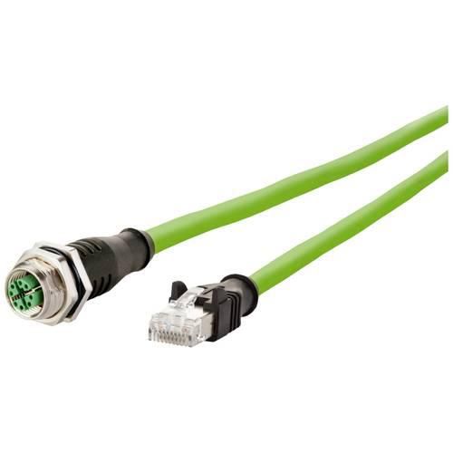 Metz Connect 142M2X25050 M12 Netzwerkkabel, Patchkabel CAT 6a S/FTP 5.00 m Grün PUR-Mantel, Säurebeständig, Ozonbeständig, UV-Beständig, Schleppkettenfähig,