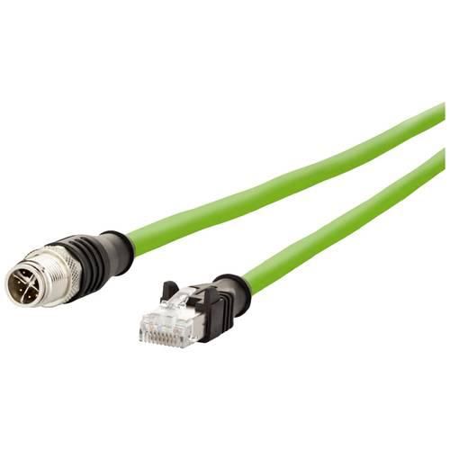 Metz Connect 142M2X15020 M12 Netzwerkkabel, Patchkabel CAT 6a S/FTP 2.00 m Grün PUR-Mantel, Säurebeständig, Ozonbeständig, UV-Beständig, Schleppkettenfähig,