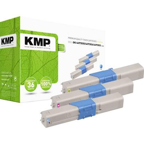 KMP Toner ersetzt OKI 44973535, 44973534, 44973533 Kompatibel Kombi-Pack Cyan, Magenta, Gelb 1500 Seiten O-T37V 3341,0030