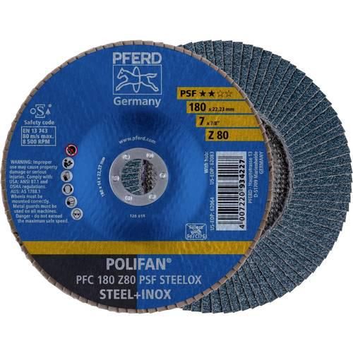 PFERD 67768185 PFC 180 Z 80 PSF STEELOX Fächerschleifscheibe Durchmesser 180 mm Bohrungs-Ø 22.23 mm Edelstahl, Stahl 10 St.