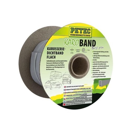 PETEC Karosserie-Dichtband Buthyl (20mm x 2mm 16m) Dichtstoff,Dichtband,Karosseriedichtstoff Grau 87520