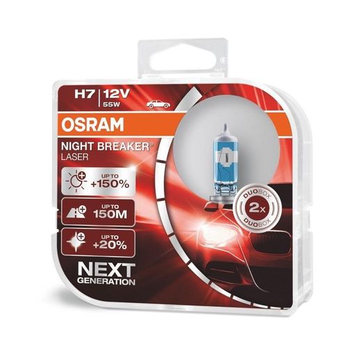 OSRAM NIGHT BREAKER® LASER H7 Duobox Glühlampe, Fernscheinwerfer,Glühlampe, Hauptscheinwerfer,Glühlampe, Nebelscheinwerfer,Glühlampe, Tagfahrleuchte,G