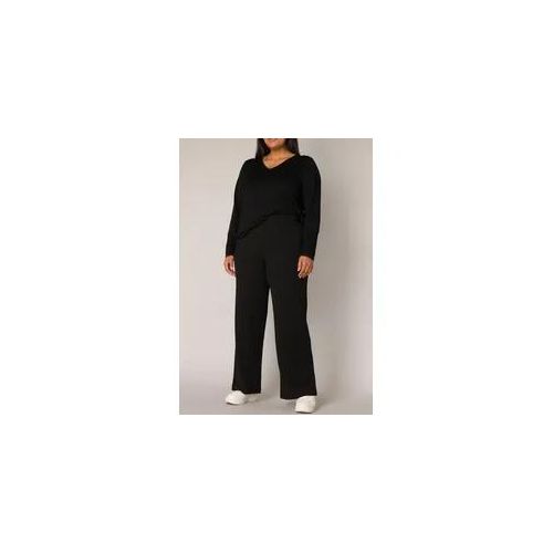 Treggings BASE LEVEL CURVY Gr. 48, Länge 32, schwarz Damen Hosen mit elastischem Bund