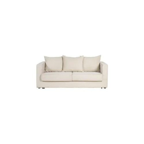 Schlafsofa 3-Sitzer mit beigem Cordstoff mit Matratze 13cm BACIO