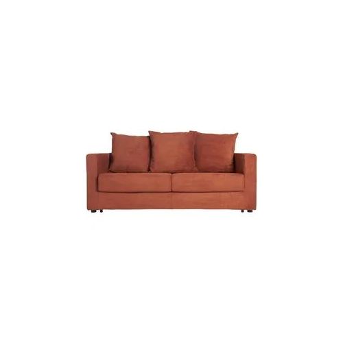 Schlafsofa 3-Sitzer mit Cordstoff in Terracotta mit Matratze 13cm BACIO