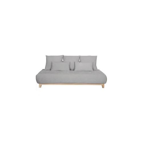 Sofa aus grauem Stoff mit Samteffekt und hellem Holz 3-Sitzer B200 cm ODEON