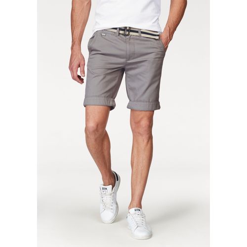 Chinoshorts BRUNO BANANI, Herren, Gr. 32, N-Gr, grau, Twill, Obermaterial: 100% Baumwolle, unifarben, casual, slim fit knieumspielend, Hosen, inklusive Gürtel