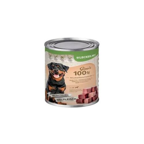 12 x 400 g Lecker.Pet® Gino's 100 % Muskelfleischwürfel Rind & Schwein Hundefutter Nassfutter