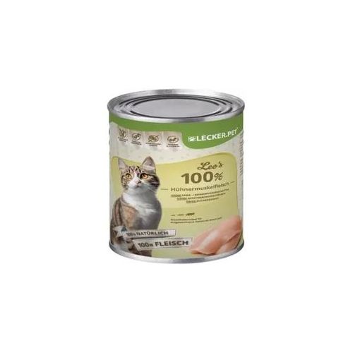 12 x 400 g Lecker.Pet® Leo's 100 % Hühnermuskelfleisch Katzenfutter Nassfutter