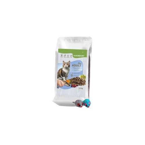 2,5 kg Lecker.Pet® Leo's Adult Geflügel & Forelle Katzen Trockenfutter Vollnahrung + 2 Mäuse