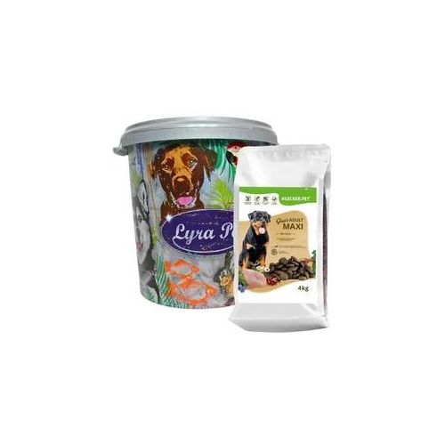 4 kg Lecker.Pet® Gino's Adult Maxi mit Huhn Hunde Trockenfutter Vollnahrung in 30 L Tonne