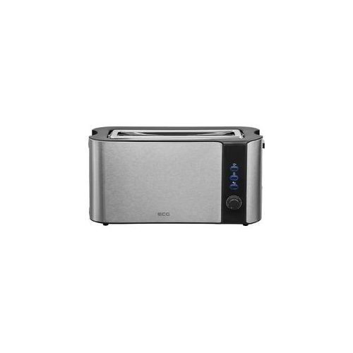 ECG ST 10630 SS Toaster – Langschlitztoaster mit 6 Bräunungsstufen und Brötchen-Röstaufsatz