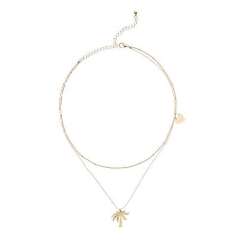 LASCANA Kette mit Anhänger, mit Palmen Anhängern, mehrreihiges Kettenset, Halskette, Halsschmuck