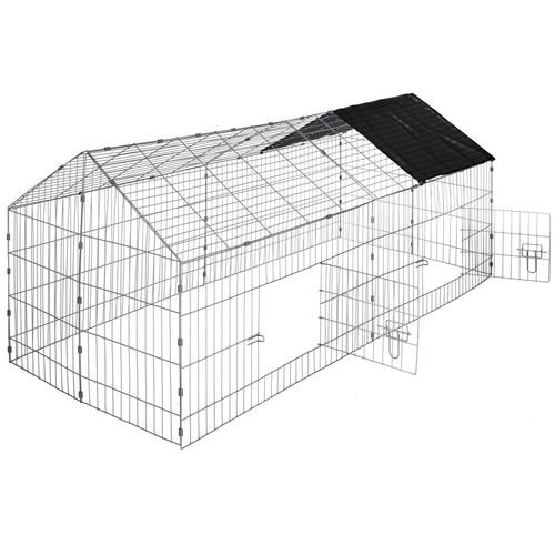 TecTake GmbH Freigehege Kaninchen inkl. Sonnenschutz 180 x 75 x 75 cm - schwarz 402421