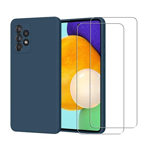 Hülle Galaxy A52 und 2 schutzfolien - Silikon - Blau