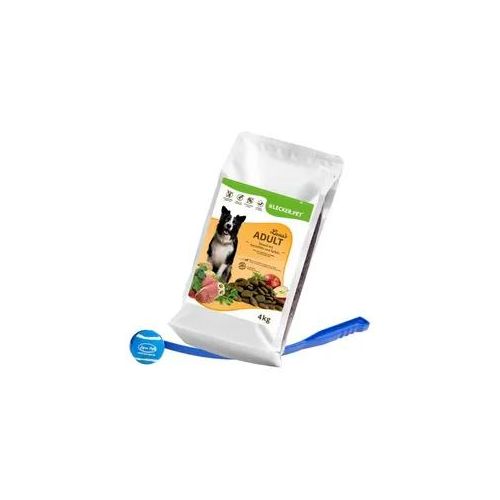 4 kg Lecker.Pet® Luna's Adult Strauß mit Kartoffel & Apfel Hundefutter Trockenfutter Vollnahrung + Ballschleuder