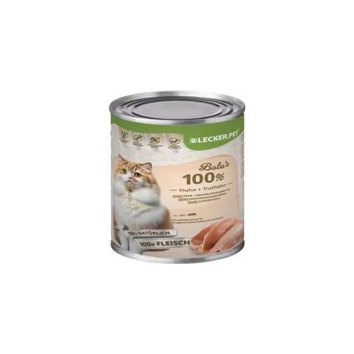 24 x 400 g Lecker.Pet® Balu's 100 % Huhn und Truthahn Katzenfutter Nassfutter