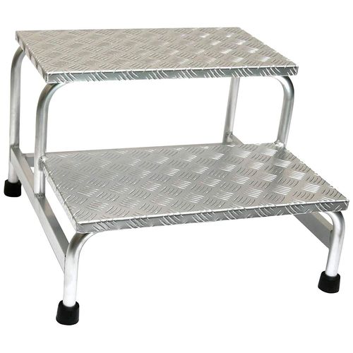 SZ METALL Trittleiter Leitern Aluminium, 2-stufig Gr. B/H/L: 61cm x 40cm x 59cm, grau (aluminiumfarben)