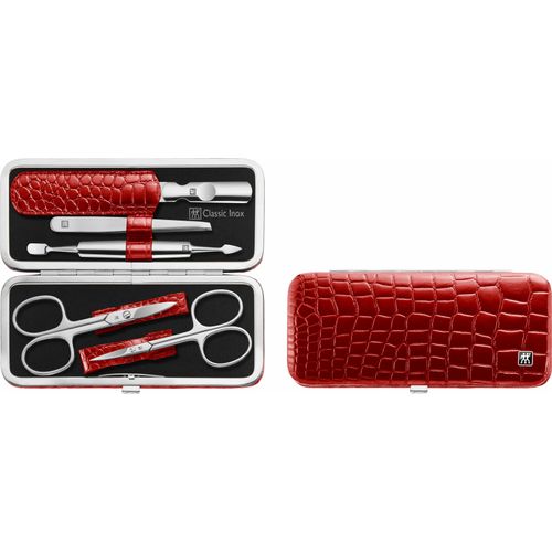 Maniküre-Etui ZWILLING Nageletuis Gr. B/H: 65mm x 150mm 5 tlg., rot Kroko-Lack