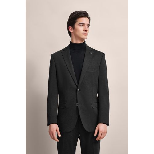 Anzugsakko BUGATTI, Herren, Gr. 106, grau (dunkelgrau), 66% Polyester, 21% Viskose, 10% Polyamid, 3% Elasthan, unifarben, elegant, normal, Langarm normaler Saum, Sakkos, mit dezenter Struktur