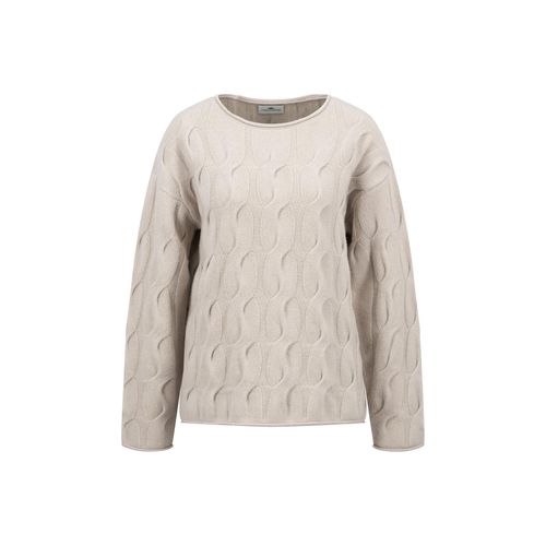 Rundhalspullover FYNCH-HATTON, Damen, Gr. L, beige (winter beige), Obermaterial: 100% Baumwolle, casual, regular fit, Rundhals, Langarm, Pullover, mit elegantem Strickmuster