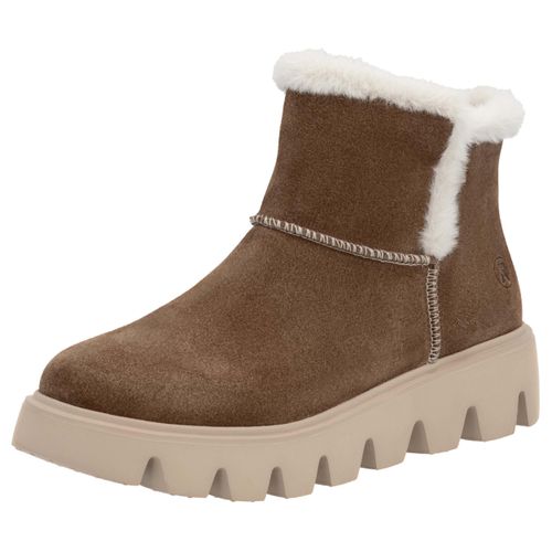 Winterboots RIEKER EVOLUTION Gr. 42, braun (braun, beige) Damen Schuhe Plateaustiefel, Schlupfschuh mit Innenreißverschluss